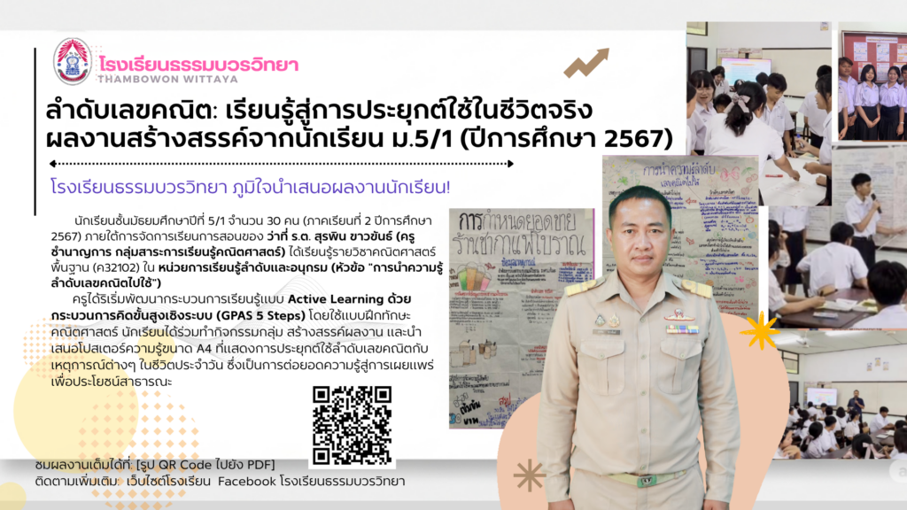 โรงเรียนธรรมบวรวิทยา ขอเผยแพร่ผลงานนักเรียนนักเรียนชั้นมัธยมศึกษาปีที่ 5/1
